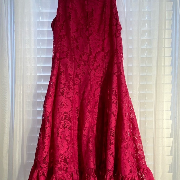 PARTY LACE OVERLAY HOT PINK DRESS by Roxy & Ali Size 2 fully lined Back zip NICE - Picture 4 of 14